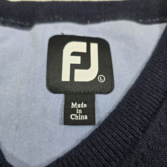 FootJoy Men's Blue Solid Wool FJ Vest Golf Preppy Stretch Adult Size L - Picture 5 of 9